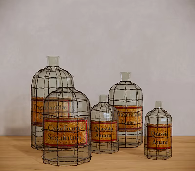 Vintage glass bottle old decorative glass jar 3d model