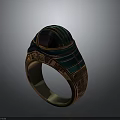 Elegant Gold Ring With Red Gem Green Blue Enamel And Carved Patterns Design 3d model