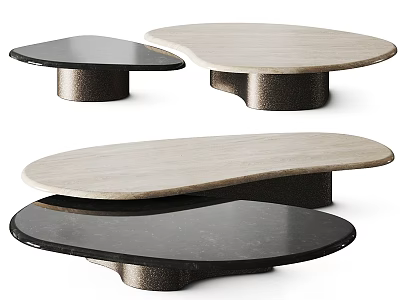 Modern Coffee Tables With Irregular Shape Marble Top And Metal Base 3d model