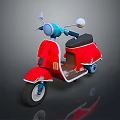 Red Vintage Scooter With Blue Details Black Seat And White Wheels