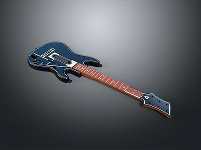 Deep Blue Solid Body Electric Guitar With Mahogany Neck And Metal Hardware 3d model