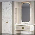 Modern Luxury Bathroom Washbasin With Marble Mirror Cabinet And Gold Accents