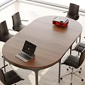 Modern conference table and chair combination 3d model