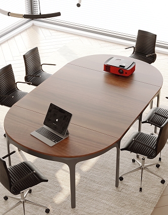 Modern conference table and chair combination 3d model