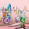 Colorful Outdoor Play Equipment With Surfboards Life Rings And Open