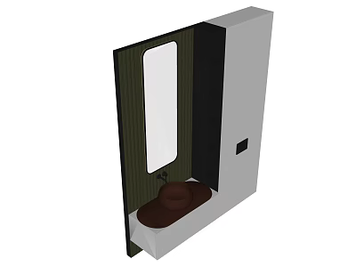 Modern Bathroom Vanity With Mirror Brown Basin And White Cabinet Design 3d model