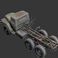 Vintage GAZ Old Truck With Rusty Body Large Tires And Exposed Chassis