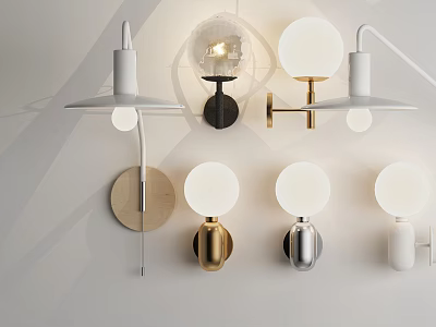 Modern Contemporary Wall Lamps with Metal Bases Glass Shades and Multiple Colors for Home Decor 3d model