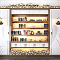 Elegant Modern Wine Cabinet With Glass Shelves LED Lighting And Wine Storage
