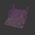 Stone Steps With Stone Pillars On Both Sides And Scattered Stones 3d model