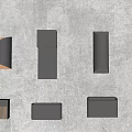 Black Wall Lamps with Various Modern Designs Mounted on Gray Background Wall