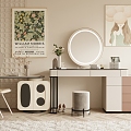 Modern cream style dresser 3d model