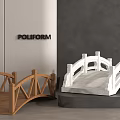 Elegant Arched Wooden and Stone Landscape Bridges with Modern Railings Design