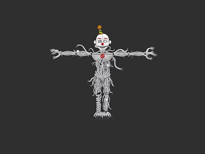 Spooky Skeleton Game Movie Character With Outstretched Arms Red Heart And Green Orange Hat 3d model