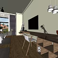 Modern Hotel Room Interior With Wooden Floor Gray Wall Bed And Chandelier