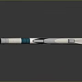 Futuristic Gun With Modern Sleek Design Gray Blue White Colors And Geometric Stripes