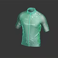 Green Short Sleeve Cycling Jersey Featuring NORISH BANK Print And Decorative Speckles