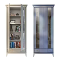 Modern Two Tone Bookcase With Glass Doors Drawers Books And Decorative Items