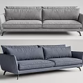 Modern double sofa multiplayer sofa 3d model