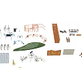 Garden Play Structures With Swings Climbing Frames Slides And Net Equipment 3d model