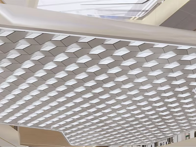 Modern Ceiling Design With Geometric Diamond Patterns And Integrated Lighting 3d model