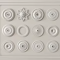 Various White Decorative Ceiling Medallions with Intricate Patterns Arranged in Panel 3d model