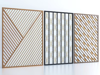 Modern Decorative Room Dividers With Geometric Patterns And Striped Lattice Designs 3d model