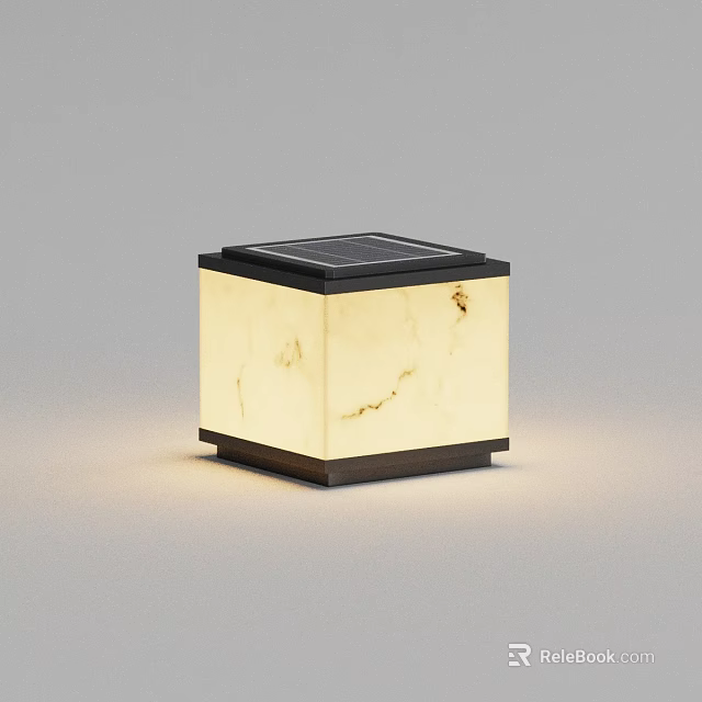 Square Solar Outdoor Light with Modern Design Textured White Shade and Black Frame 3d model 