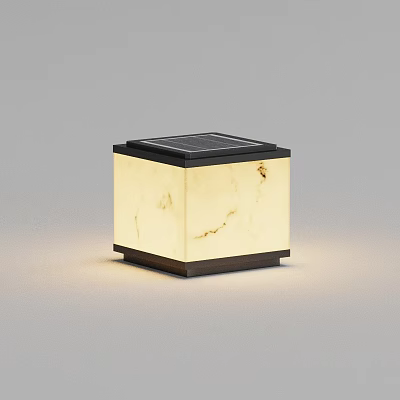 Square Solar Outdoor Light with Modern Design Textured White Shade and Black Frame 3d model