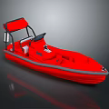 Red Inflatable Boat With Canopy Seats And Modern Recreational Design Structure