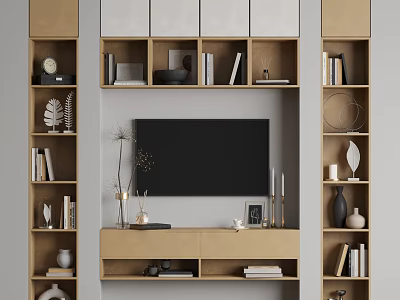 Modern TV background cabinet TV background wall 3d model