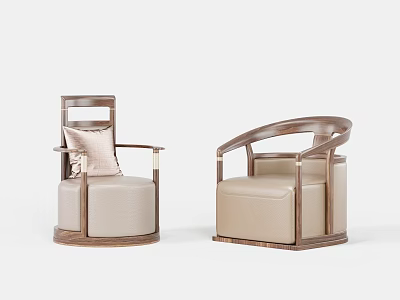 New Chinese Style Single Chair Solid Wood Sofa Chair 3d model