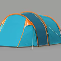 Blue Camping Tent With Orange Edges And Dome Design For Outdoor Use