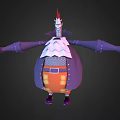 Cartoon Style Game Character With Red Spiked Hat Purple Coat And Orange Pants