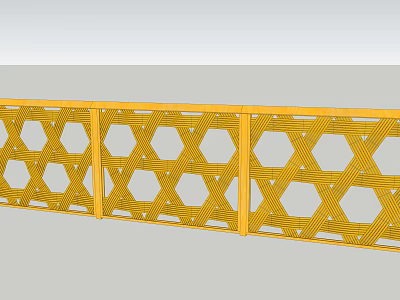 Yellow Garden Fence With Hexagonal Geometric Pattern And Modern Decorative Design 3d model