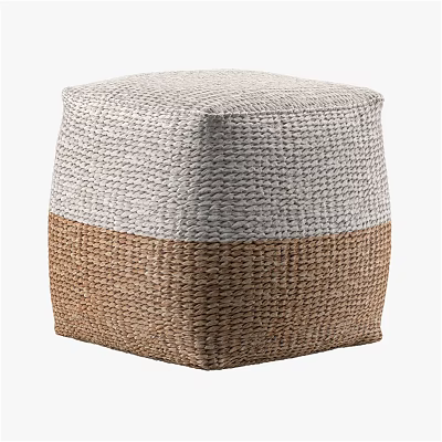 Woven Two Tone Light Gray And Brown Ottoman With Textured Design 3d model