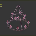 Three Tiered Metal Candle Holder With Red Candles And Hanging Structure
