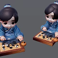 Man in Blue Traditional Clothing Playing Chess on Wooden Board with Stone Pieces and Jar