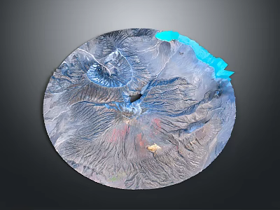 Aerial View Of Circular Mountainous Landscape With Blue Lakes And Terrain Texture 3d model