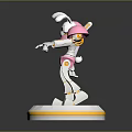 Pink And White Robot Rabbit Character 3D Model With Circular Stand Base 3d model