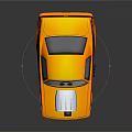 Yellow And Red Animated Cartoon Car With Big Eyes Black Stripes And Large Engine