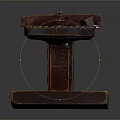 Wooden Industrial Equipment With Lever Mechanism And Gear Component On Base Structure