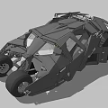 Futuristic Black Armored Car With Angular Design And Exposed Structure