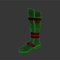Red Knee High Fashion Boots With Stitched Detail And Brown Sole 3d model