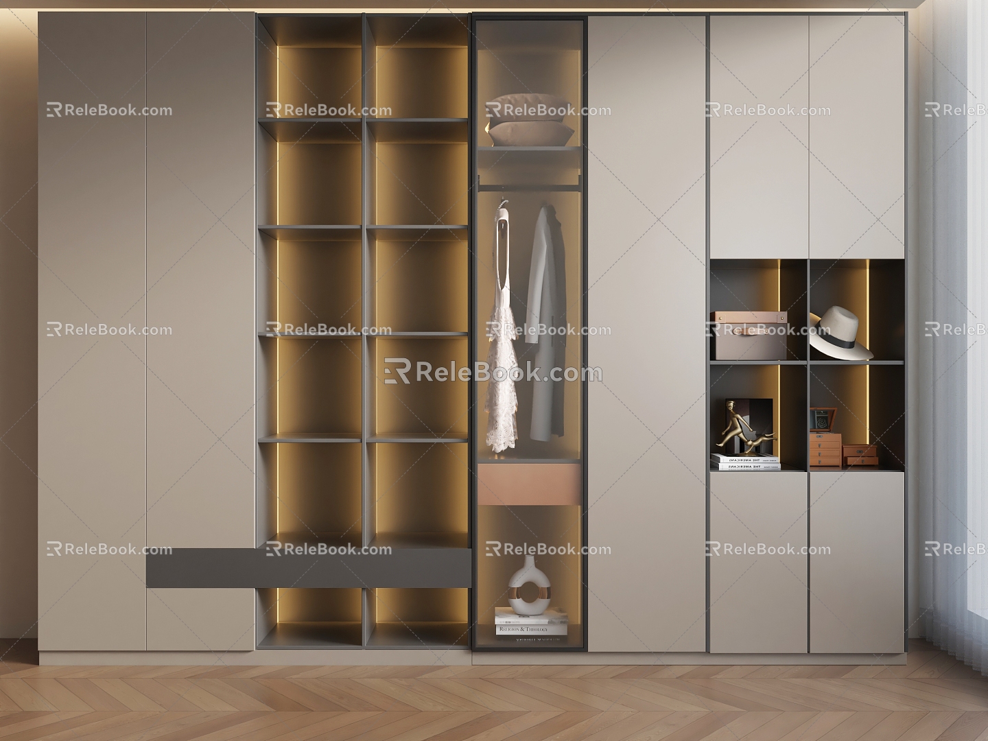 Wardrobe Cloakroom Glass Cabinet Wine Cabinet Decorative Cabinet 3d model