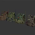 Set of Camouflage Military Backpacks with Antennas and Tactical Gear Design
