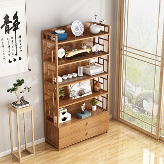 New Chinese Style Simple Storage Rack 3d model