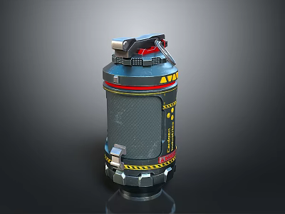 Tactical Explosive Weapon With Metal Casing Red Accents And Yellow Warning Stripes 3d model