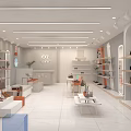 Modern Bright Clothing Store Interior With Display Shelves Fashion Bags Shoes And Wooden Tables