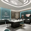 Luxury Modern Jewelry Store Interior With Gold Jewelry Displays And Elegant Seating Areas